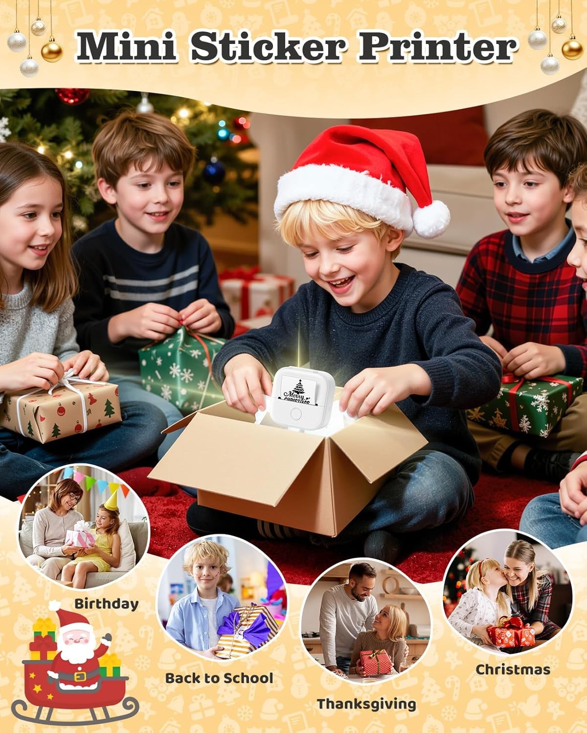 Mini Bluetooth Thermal Sticker Printer Inkless Photo Label Maker