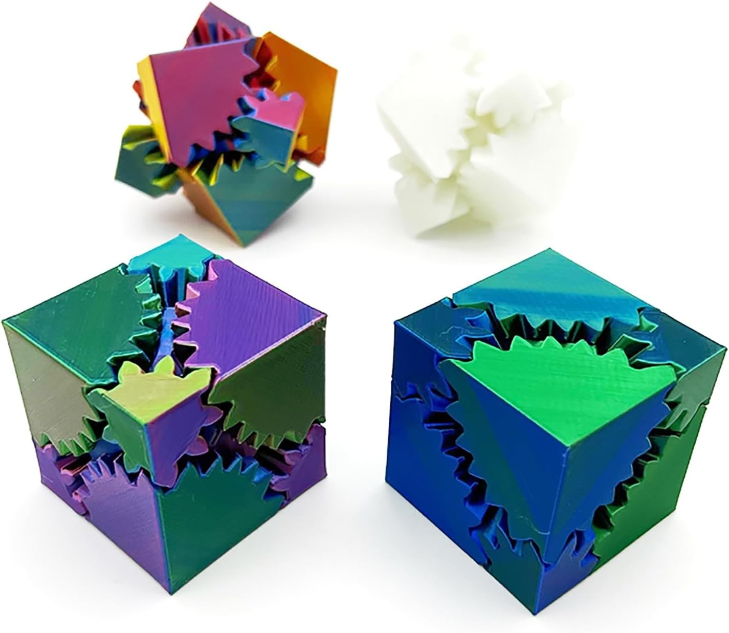 3D Printed Rotating Gear Cube Fidget Toy Anxiety Stress Relief Gadget