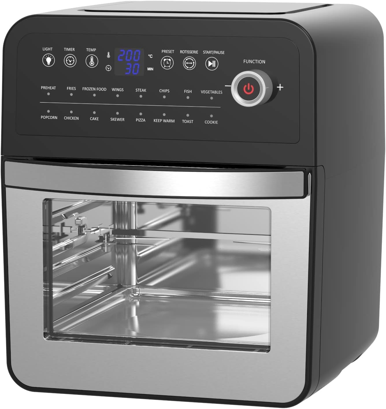 12L Air Fryer Oven + 20L 700W Microwave Set 5 Power Levels Defrost Black