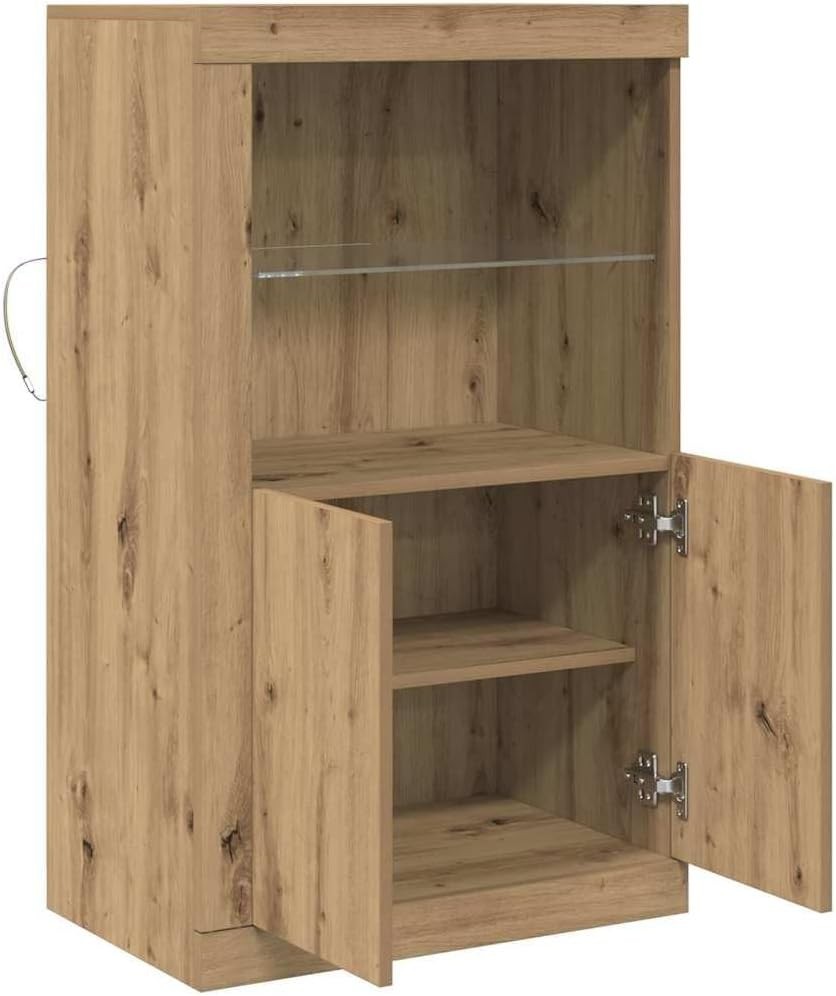 Modern Solid Oak Sideboard Cabinet with Glass Shelves – Durable Storage