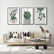 Mid Century Green Wall Art Prints Modern Home Decor Set
