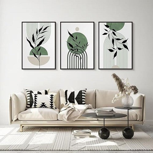 Mid Century Green Wall Art Prints Modern Home Decor Set