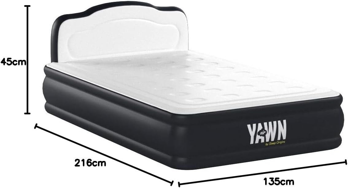Double Air Bed With Headboard Built In Pump Luxury Inflatable Guest Mattress