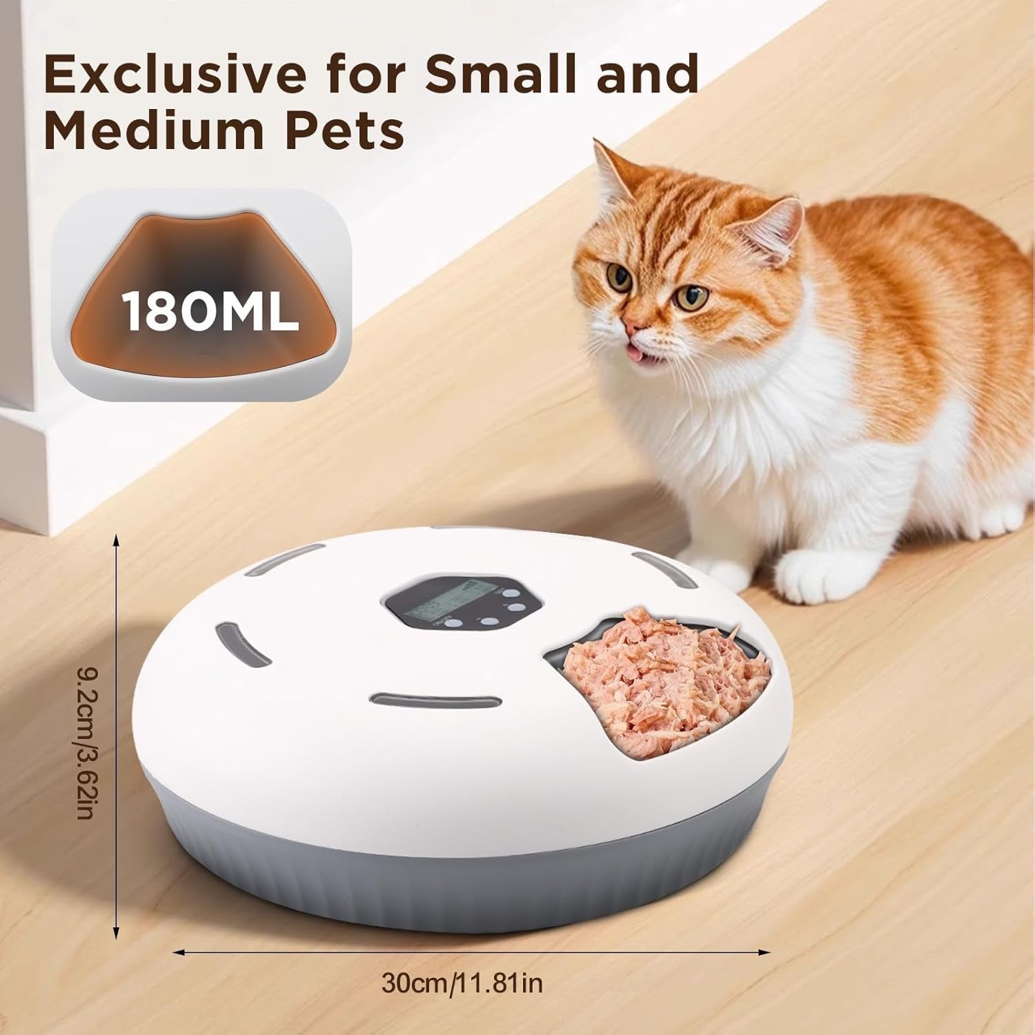 Automatic Wet Food Cat Feeder Timer Refrigerated 6 Meal Pet Dispenser