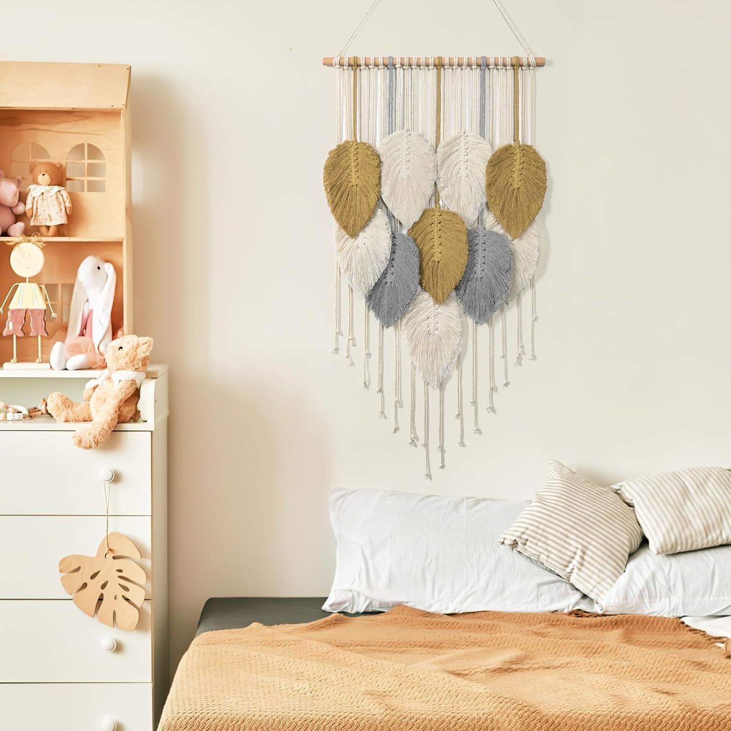 Boho Macrame Wall Hanging 16.5"x30.7" Woven Tapestry Decor