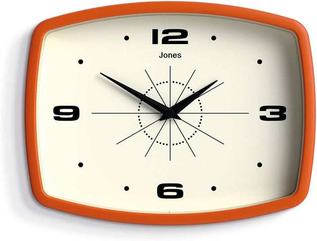 Retro 25cm Wall Clock Rectangular Silent Modern Home Kitchen Office Decor
