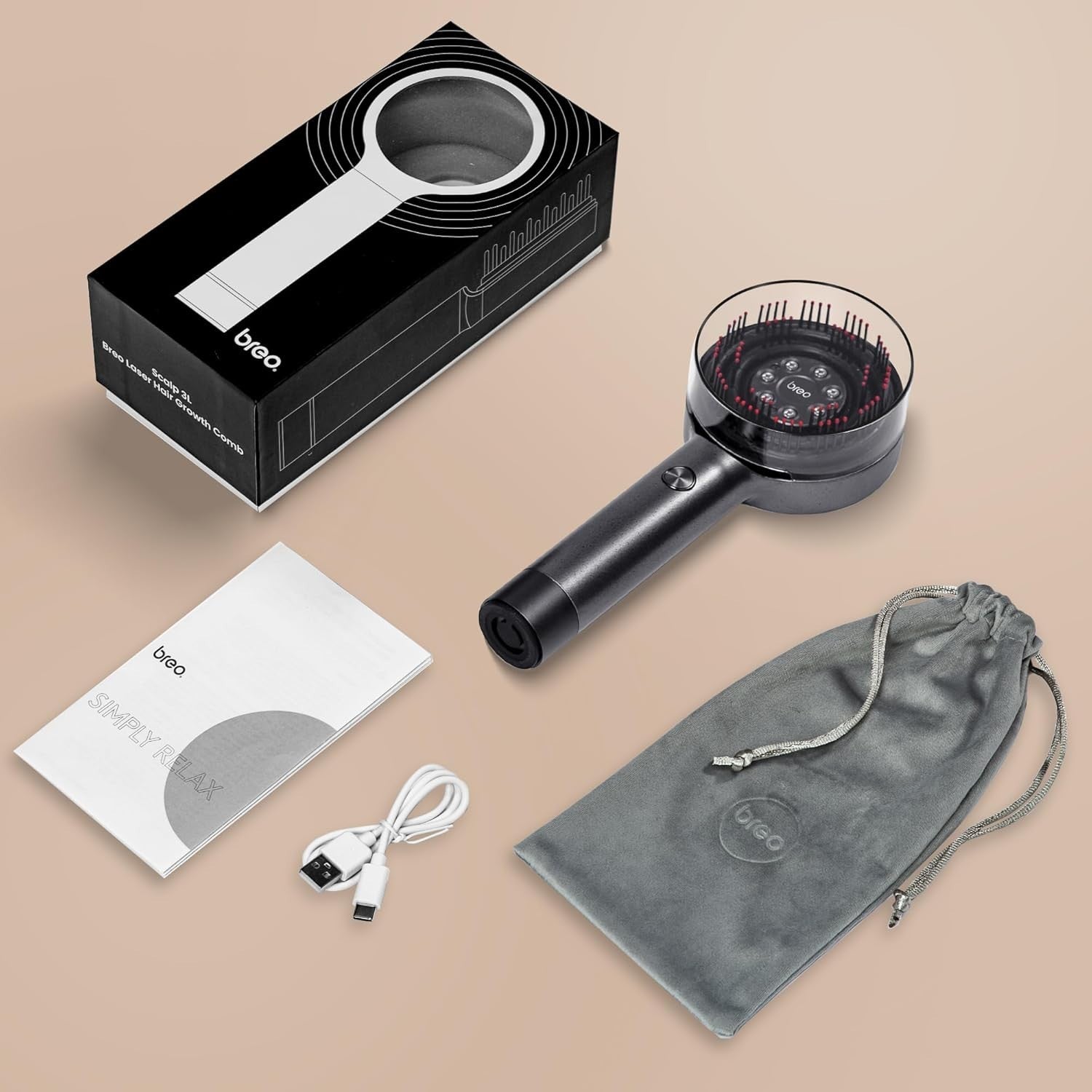 Cordless Laser Hair Regrowth Device with Red Light Therapy & Scalp Massage