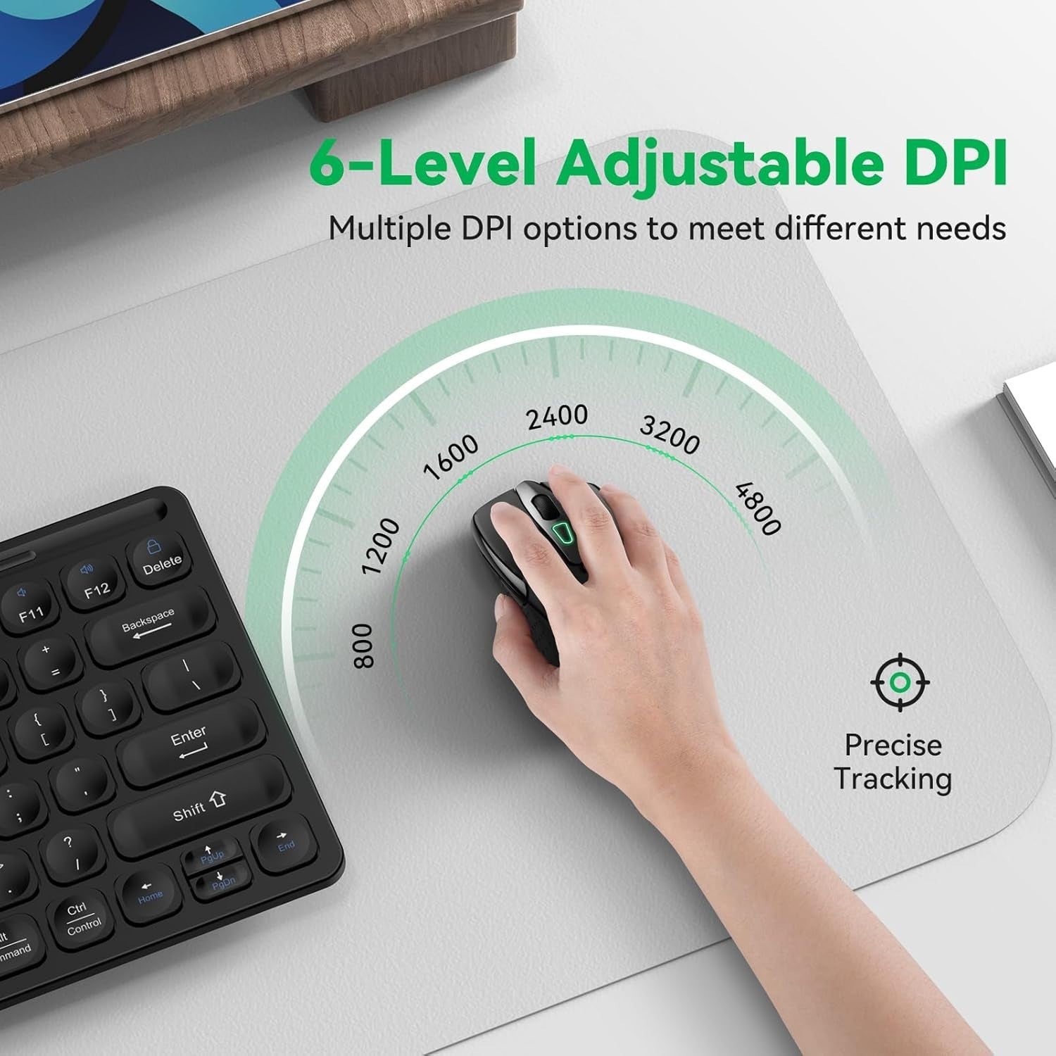Silent Rechargeable Bluetooth Mouse 4800 DPI Ergonomic Black Wireless Laptop PC