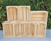 7-Piece Natural Wooden Storage Crates Organizer 30x20x15cm Durable