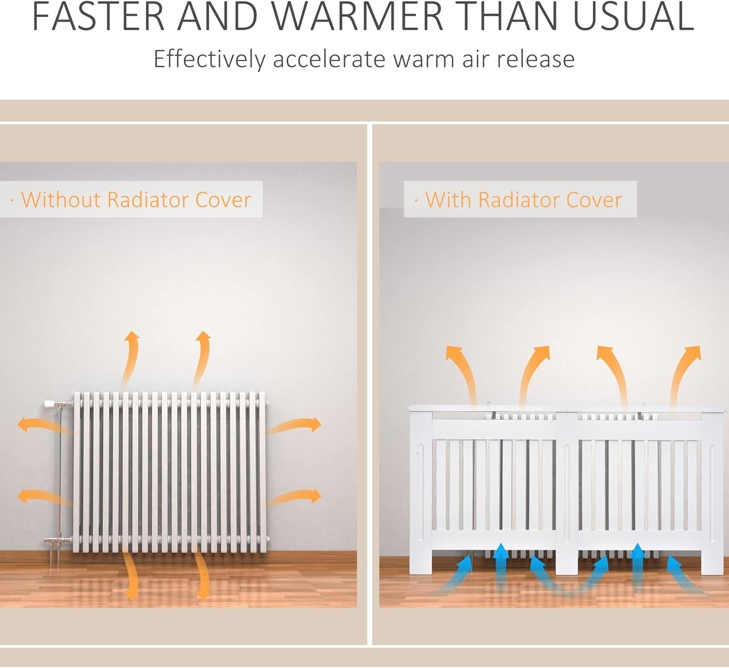 Large White Radiator Cover MDF Slatted Modern Painted Cabinet Heat Efficient