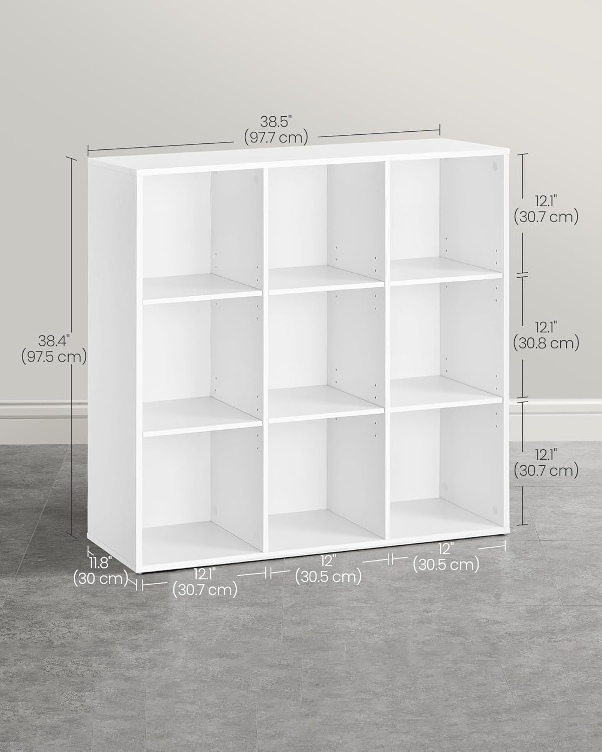 9-Cube White Bookcase | Large Storage Shelf Unit for Living Room Office Home
