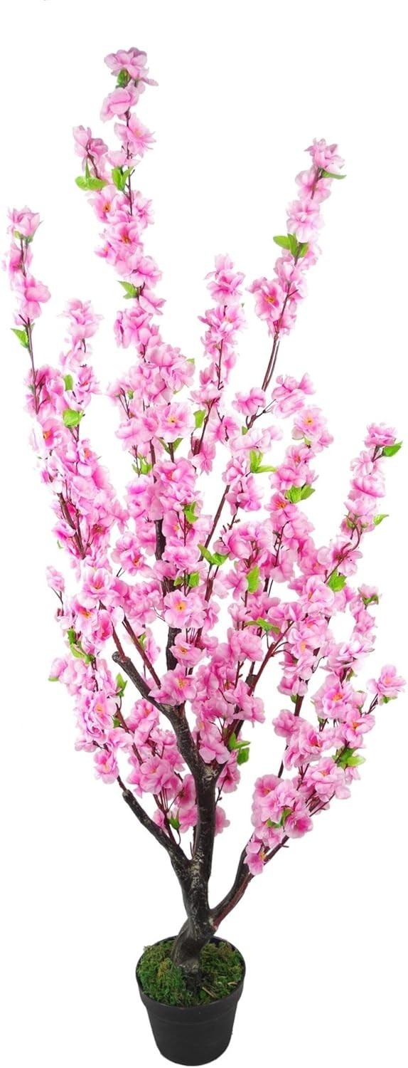 120cm Artificial Blossom Tree in Weighted Pot Silk Pink Flowers Home Decoration