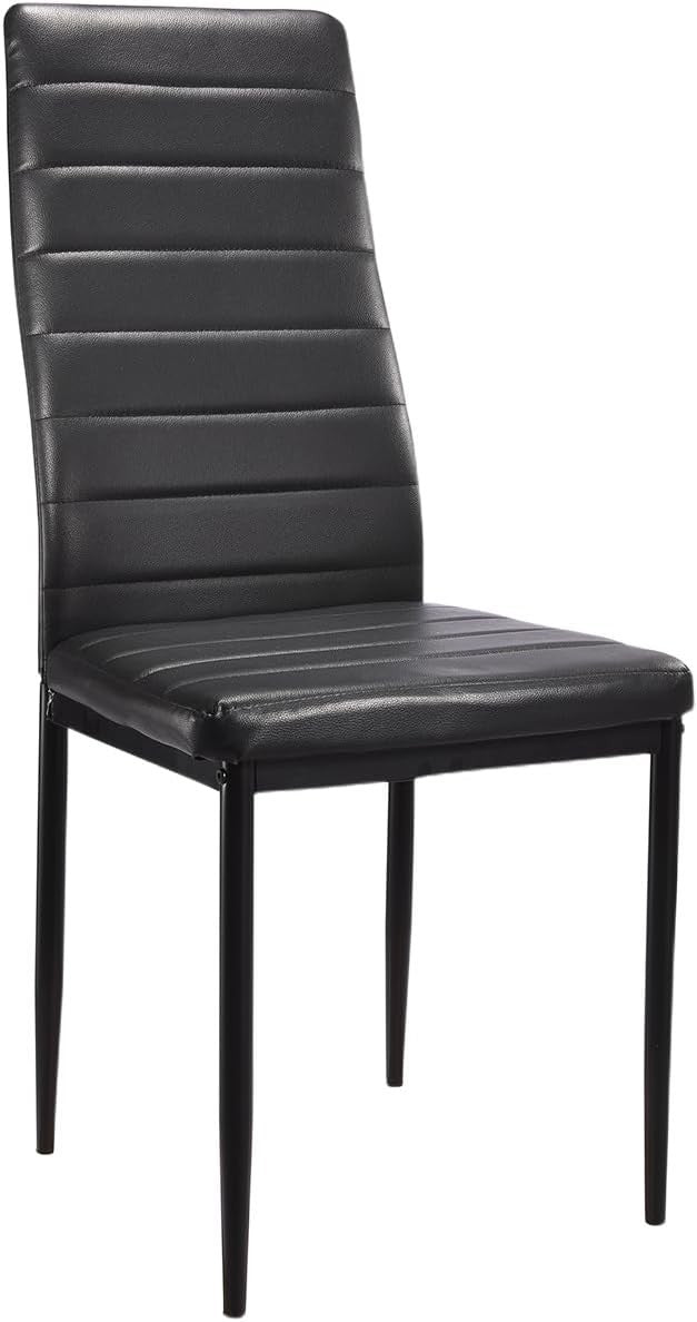 6 Seater White Dining Table Set with Black PU Chairs Modern 140cm