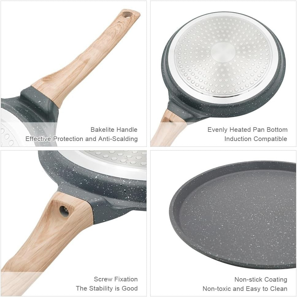 25 cm Bobikuke Black Non-Stick Crepe & Pancake Pan with Spreader