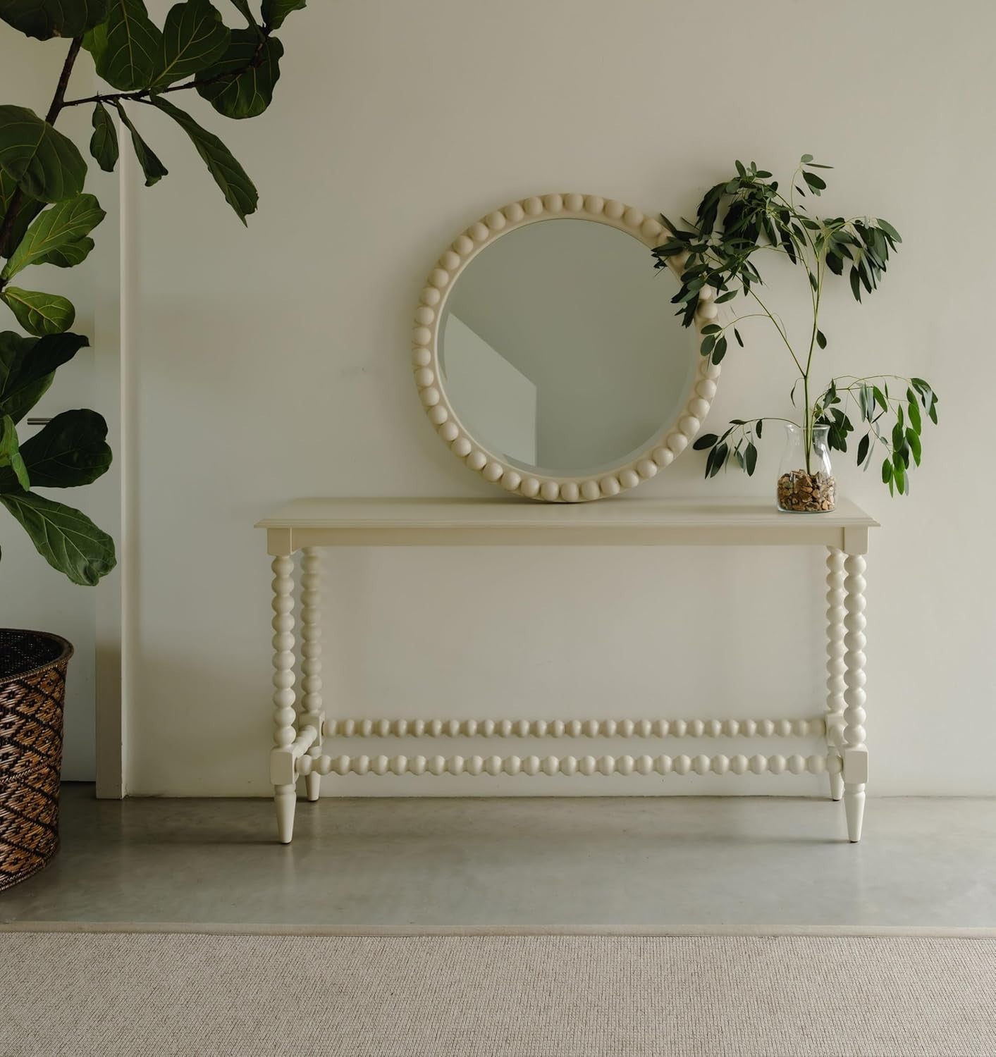 Slimline Hallway Console Table Linen Finish 142x76x34cm Sturdy Display