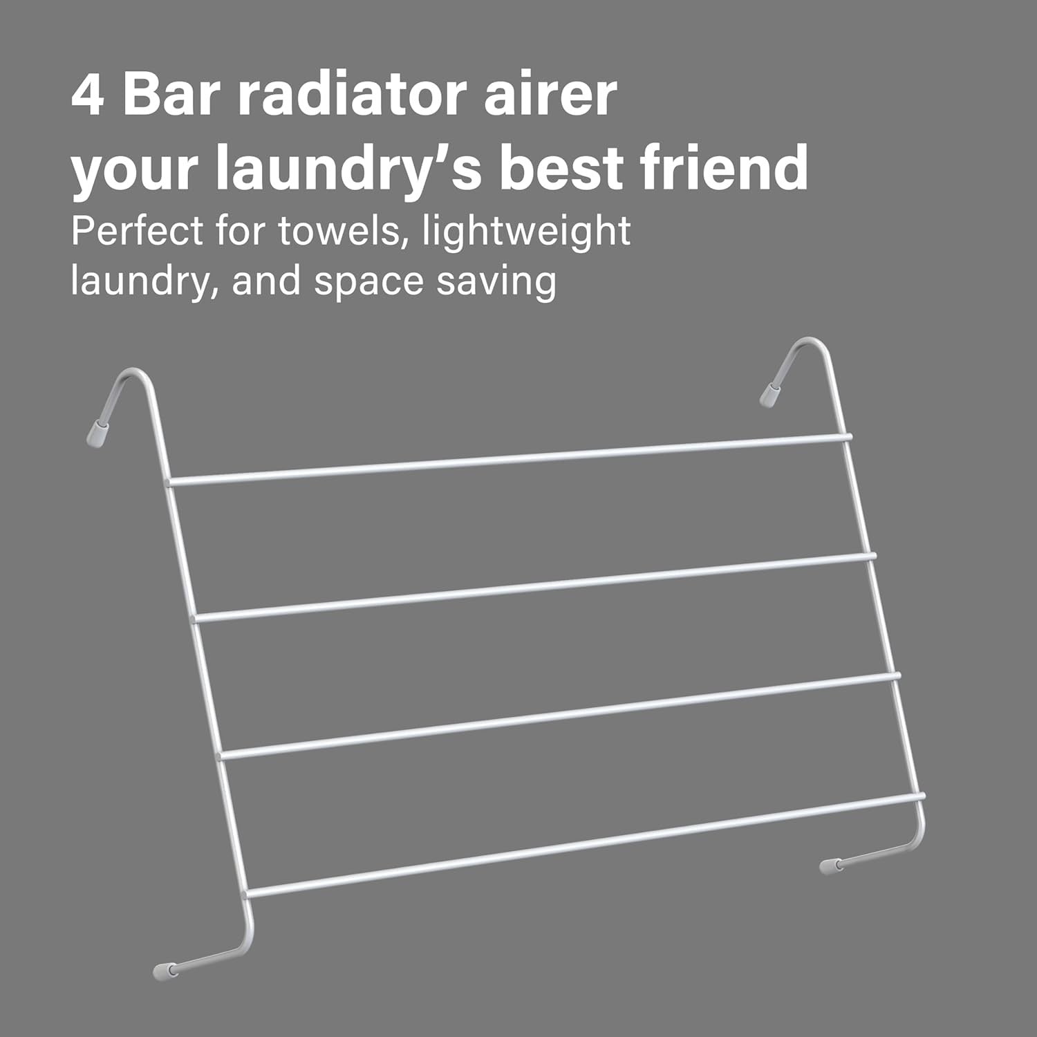4 Tier Radiator Clothes Airer Space Saving Metal Drying Rack White