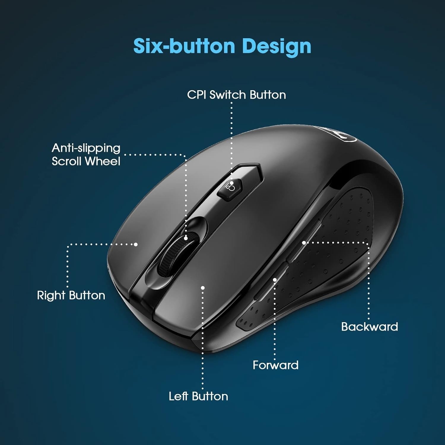 Wireless 2.4G Optical Mouse 2400 DPI 6 Buttons USB for PC Laptop