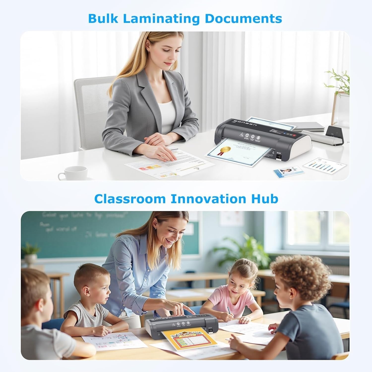 A4 Laminator Machine Never Jam Fast 270mm Min + 60 Pouches