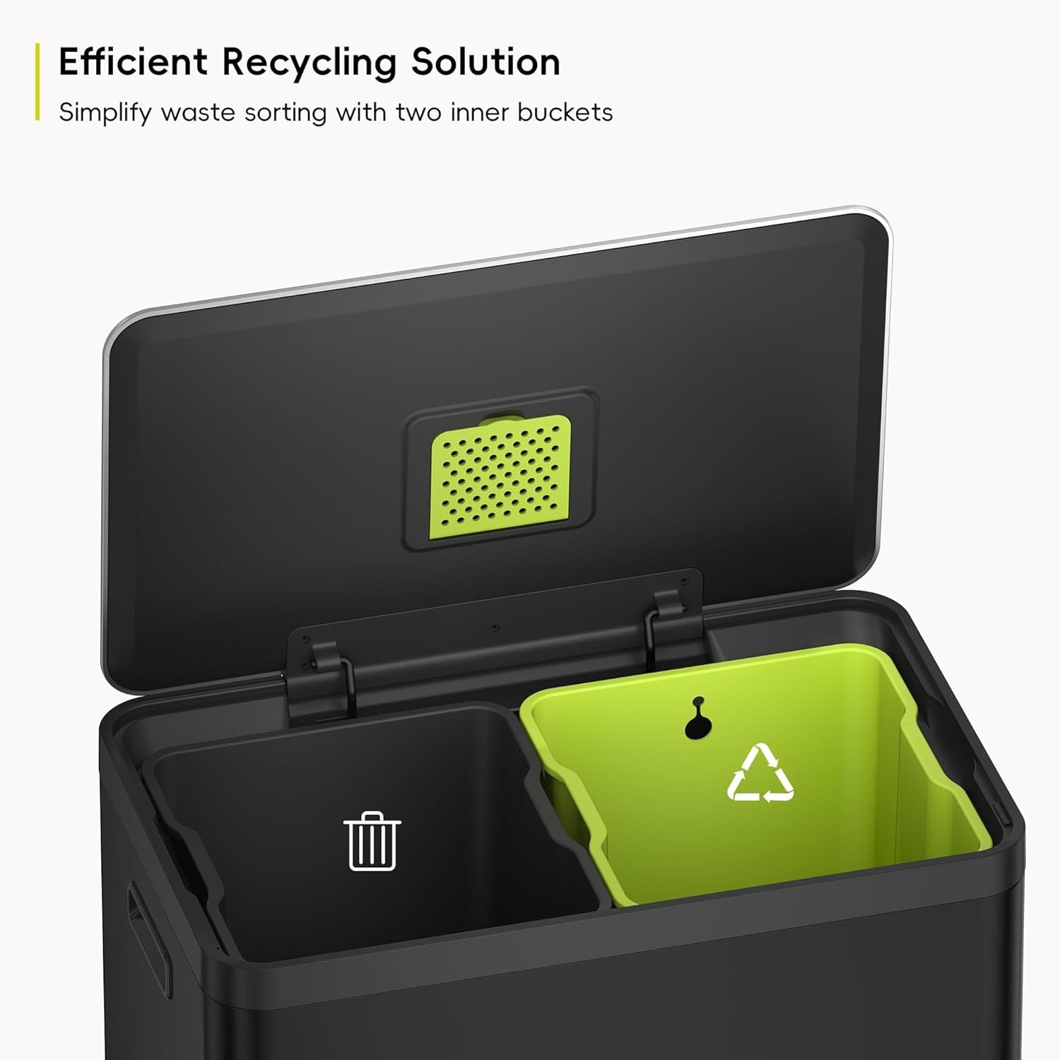 60L Dual Recycling Kitchen Bin 30L+30L Black Soft Close