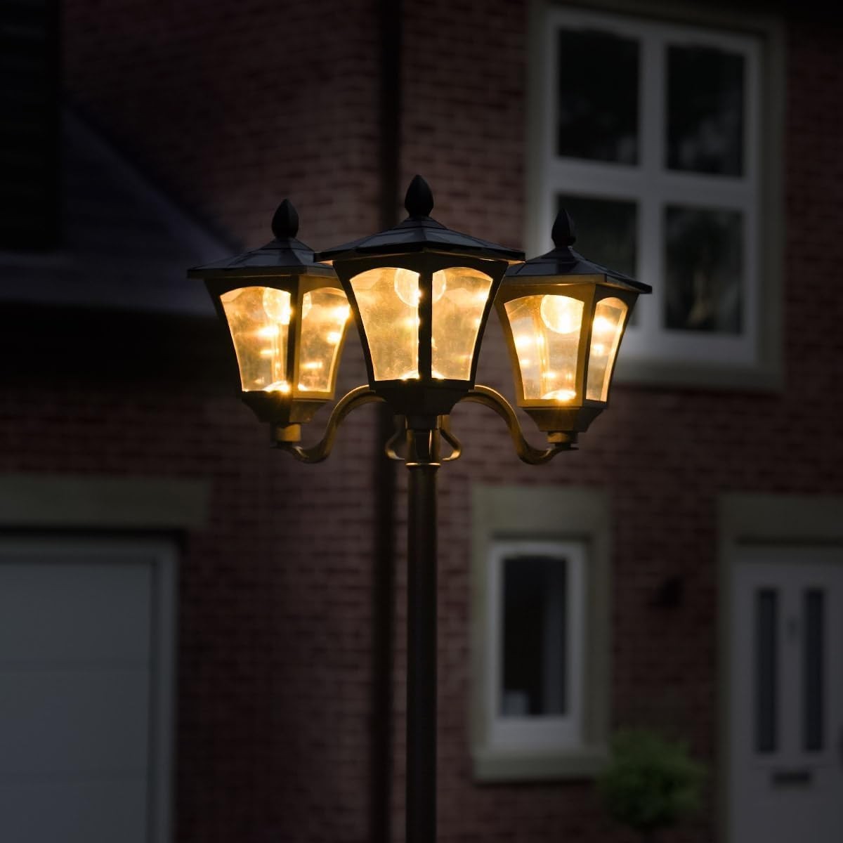 7ft Solar Triple Head Victorian Lamp Post Warm White