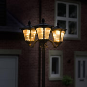 7ft Solar Triple Head Victorian Lamp Post Warm White