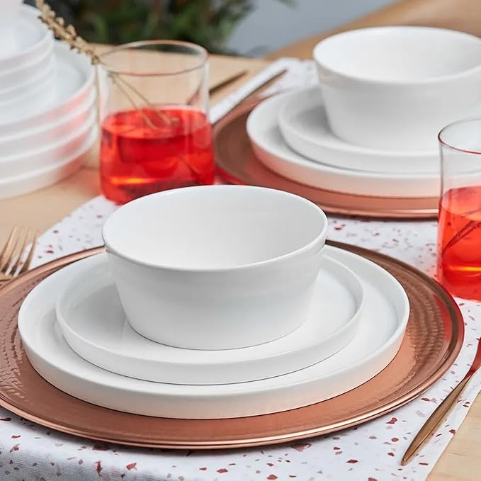 18 Piece Bone China Dinner Set for 6 Grey Plates Bowls Modern Crockery