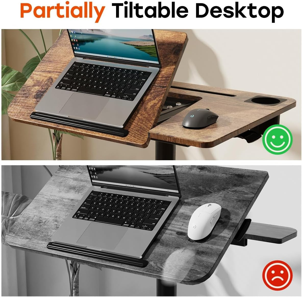 Rolling Standing Laptop Desk Height Adjustable with Wheels Sofa Workstation