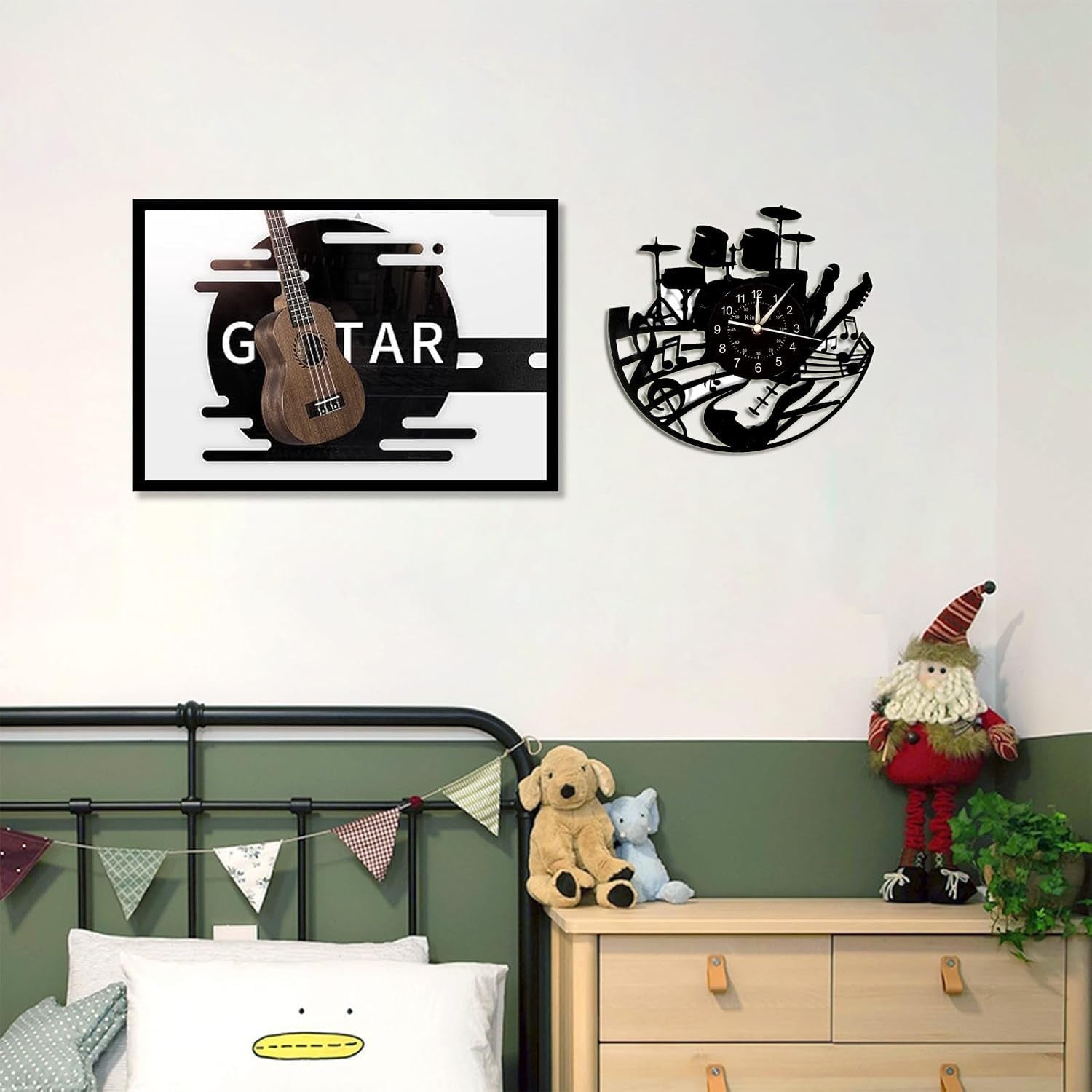 Musician Vinyl Wall Clock Guitar Drum Art Silent 30cm Music Room Decor Gift