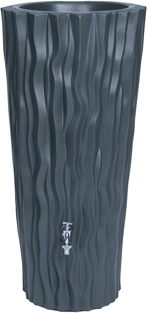 160L Garden Plastic Water Butt with Chrome Tap & Connector Kit – Anthracite
