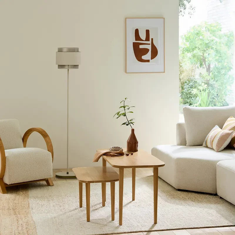 Solid Oak Coffee Table 66cm | Small Modern Lounge Table with Tapered Legs