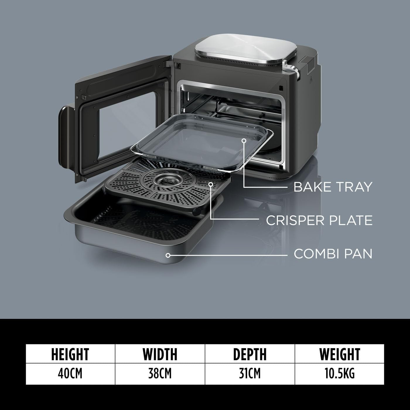 12-in-1 Air Fryer Oven Multi Cooker 12.5L 2000W Digital Family Size Grey
