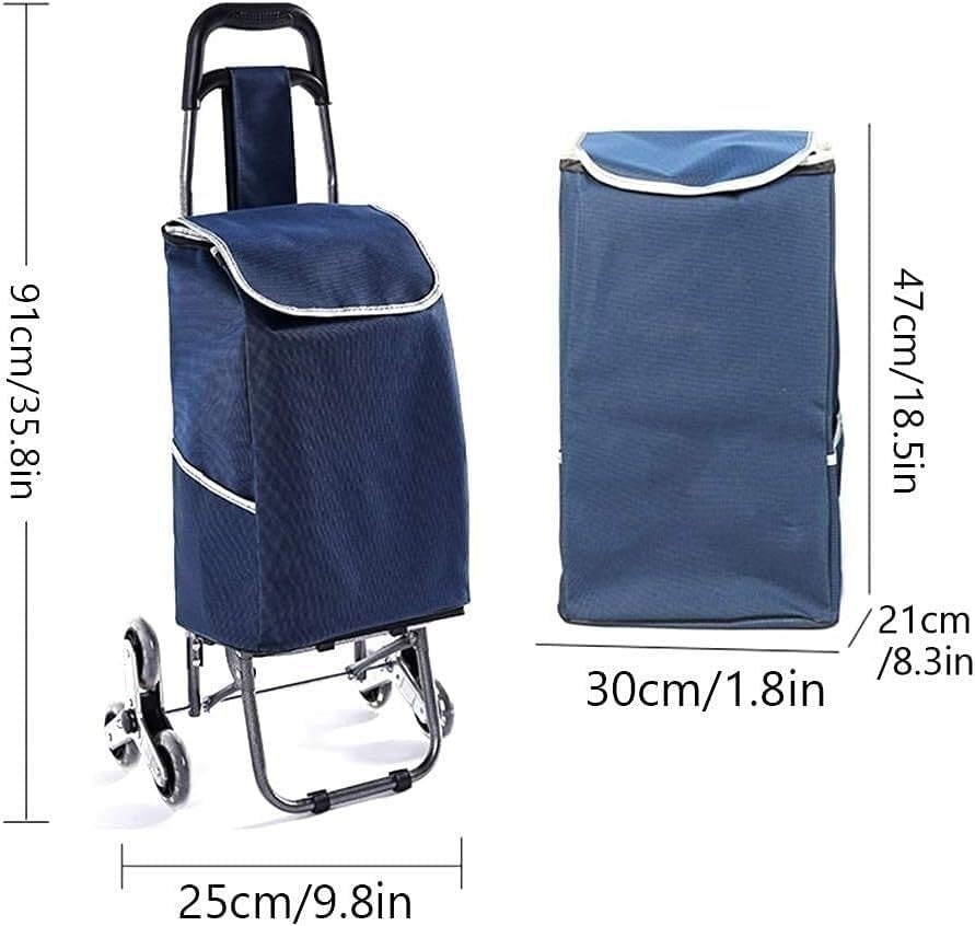 Foldable 6-Wheel Stair Climber Grocery Trolley 30L Waterproof Cart Brown