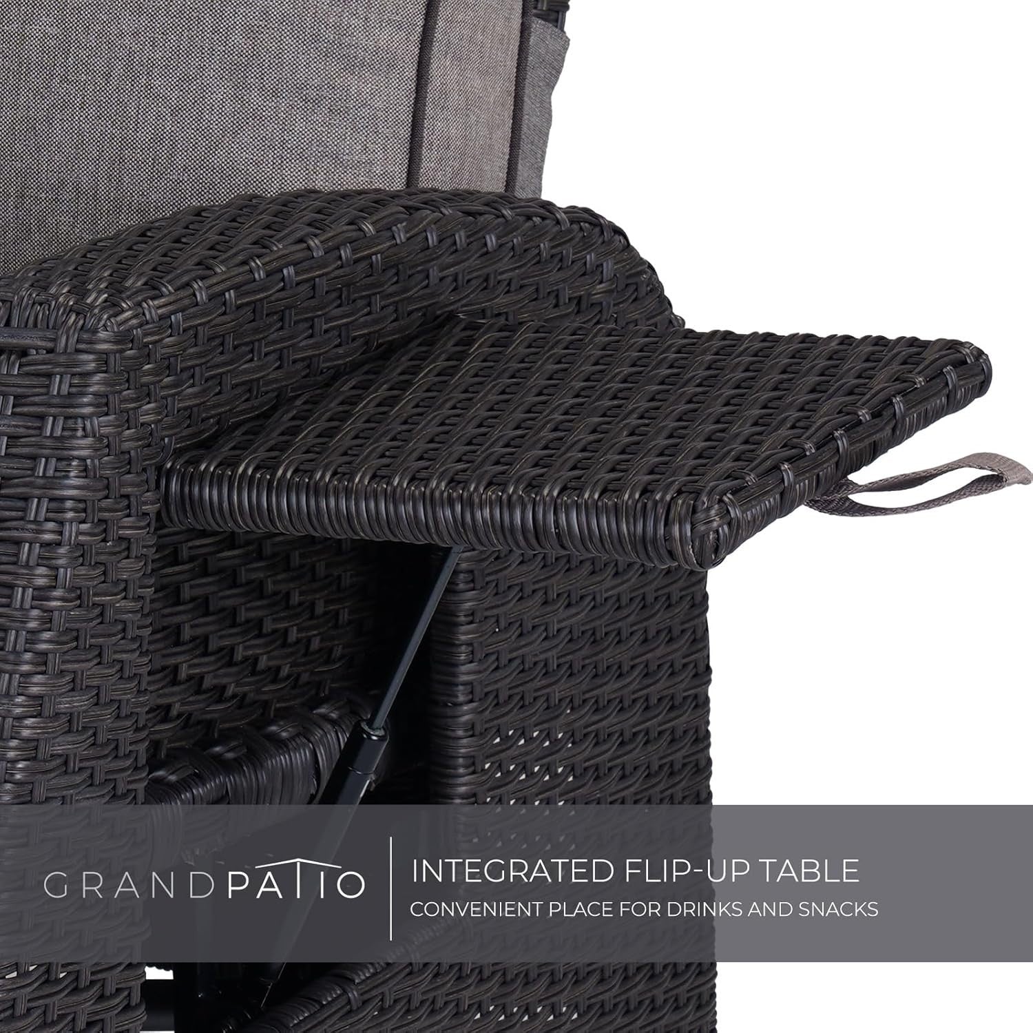 Adjustable Outdoor Recliner Patio Chair Wicker Sun Lounger Dark Gray