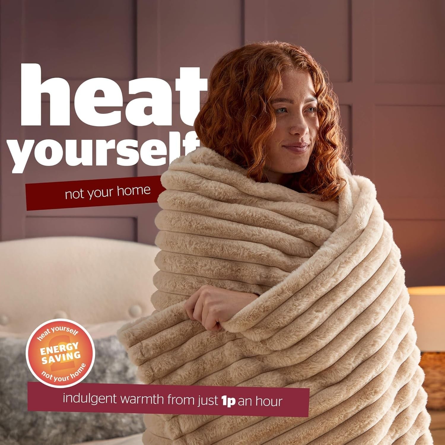 Electric Heated Throw Blanket 120x160cm Natural Faux Fur 9 Heat Timer