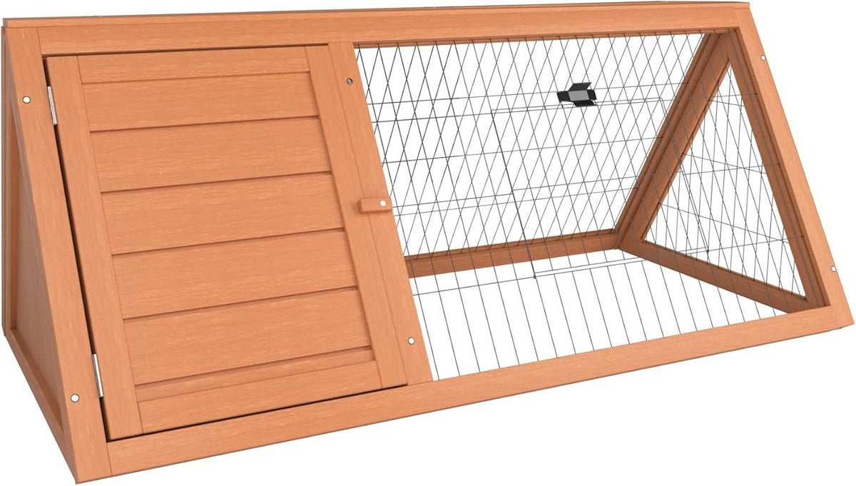 Triangle Rabbit Hutch Outdoor Wooden Guinea Pig Cage Secure Run Enclosure