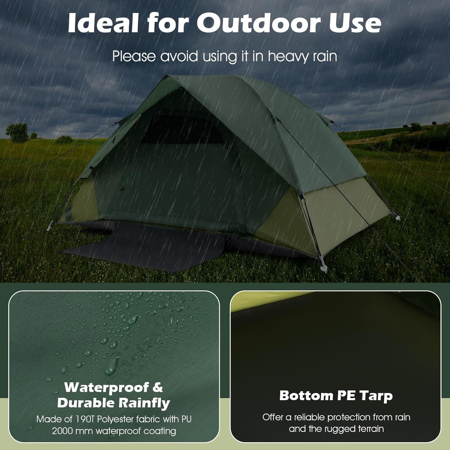 2 Person Camping Tent Lightweight Waterproof Dome Hiking Travel