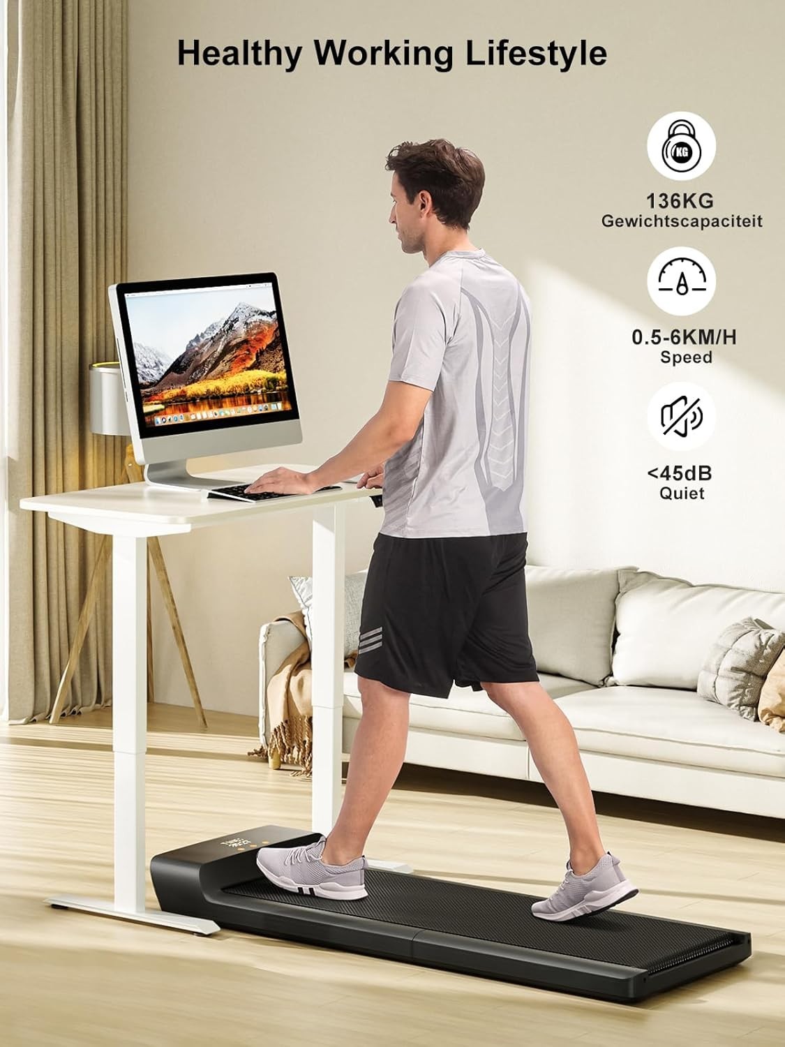 Compact Foldable Treadmill for Home & Office | Under Desk, Quiet, Portable
