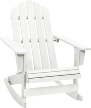 White Outdoor Wooden Rocking Chair, Durable, Easy Assembly, Weatherproof