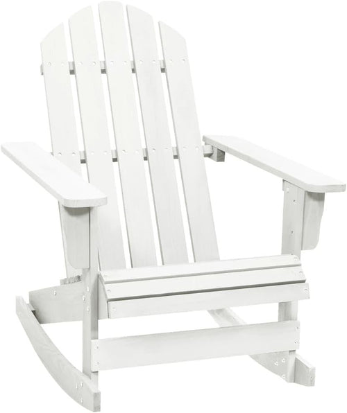 White Outdoor Wooden Rocking Chair, Durable, Easy Assembly, Weatherproof