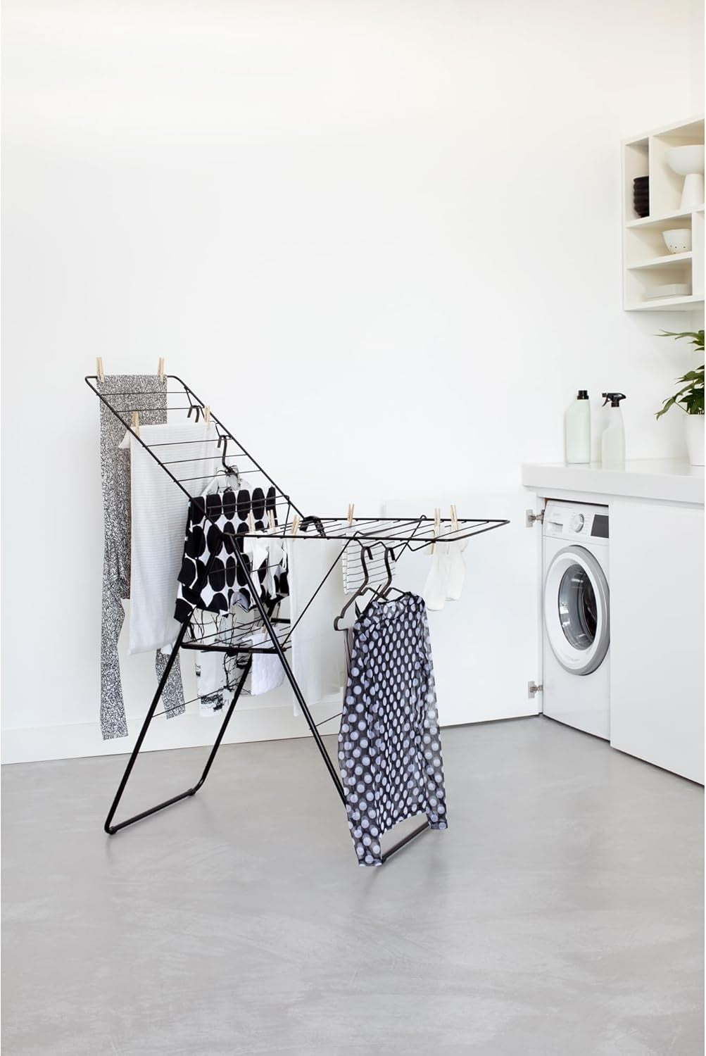20m Clothes Airer Folding Indoor Drying Rack Adjustable Wings Matt Black