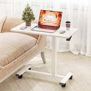 Overbed Laptop Table Height Adjustable C Shaped Desk on Wheels 80x40cm White