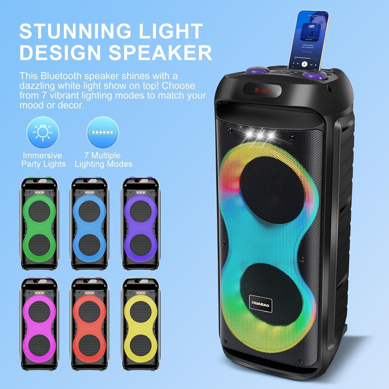 Bluetooth Karaoke Speaker 40W Dual Woofers 2 Mics