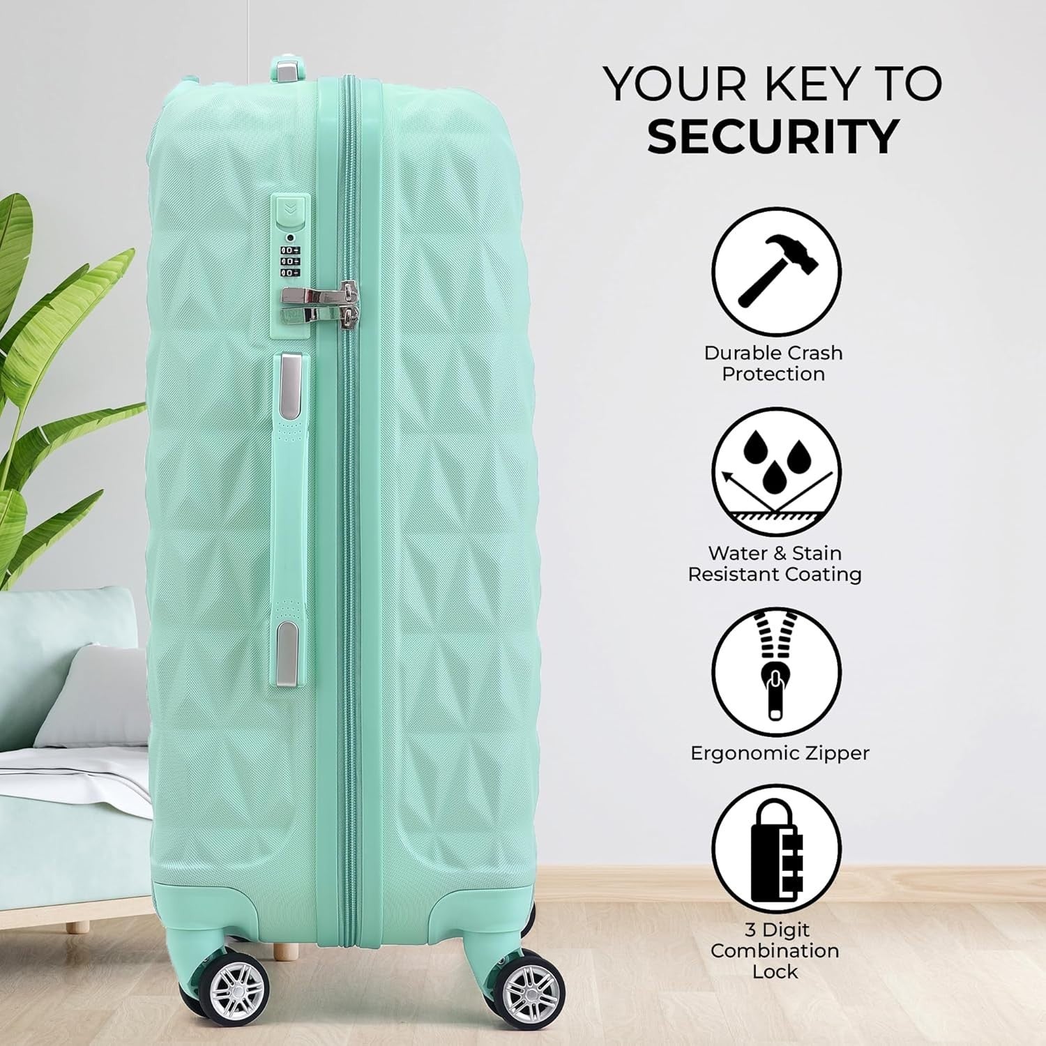 24 Inch Medium Hard Shell Suitcase Lightweight ABS Spinner Check In Luggage
