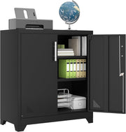 Metal Office Storage Cabinet with Lockable Doors & Adjustable Shelves, 80x40x90c