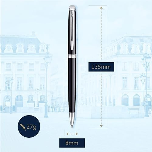 Luxury Ballpoint Pen – Gloss Black Barrel Chrome Trim, Medium Blue Ink