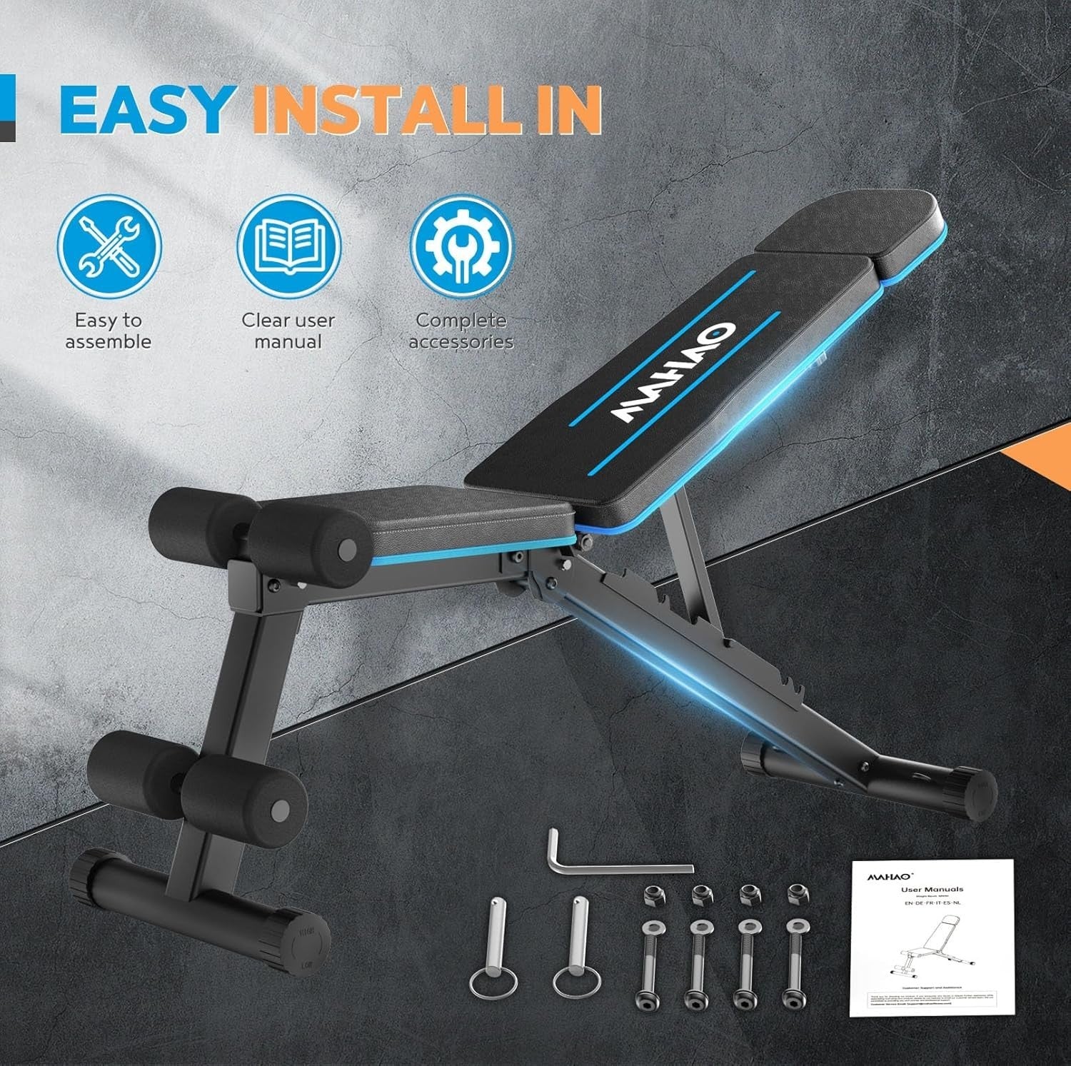 Adjustable Folding Weight Bench Incline Decline Flat Home Gym