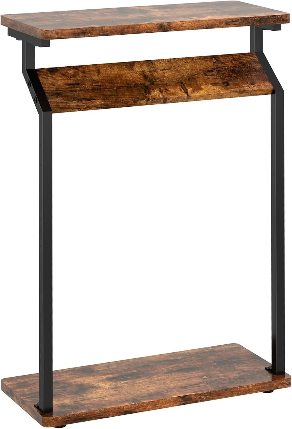 Narrow Side Table Slim Sofa End Table for Small Spaces Rustic Brown 62cm