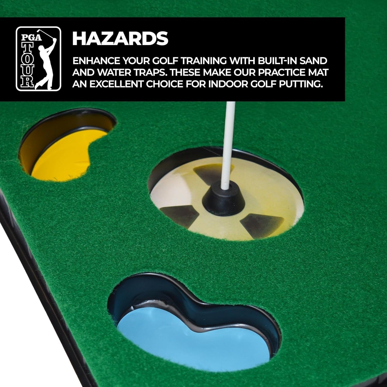 Golf Putting Mat Indoor Practice Set w/ Flag Target, Putter & Balls
