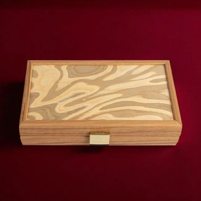 Luxury Wooden Backgammon Set Travel Size Olive Burl Board Game for Adults