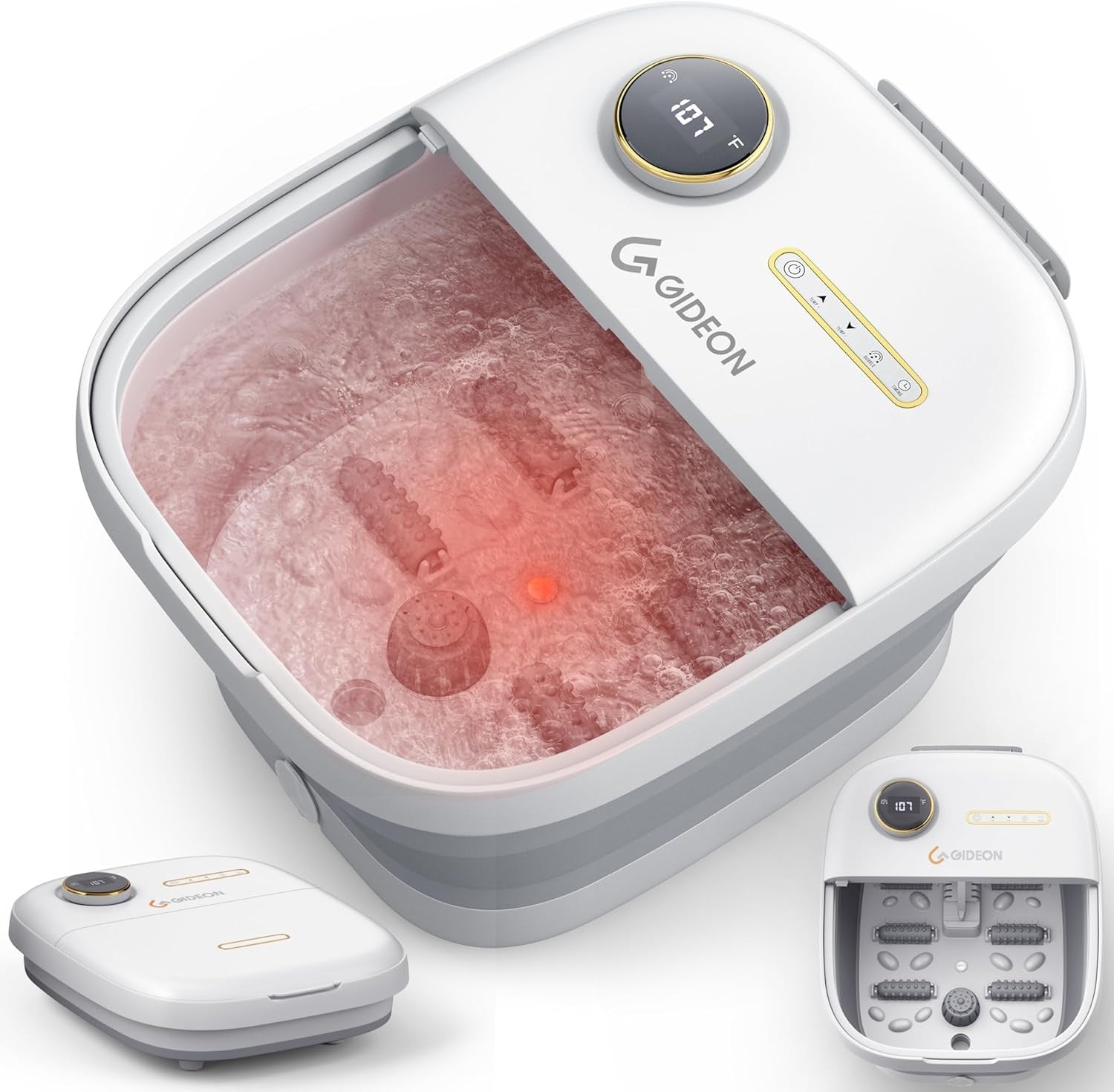 Luxury Heated Foot Spa Massager with Bubbles Lights Timer Large Size